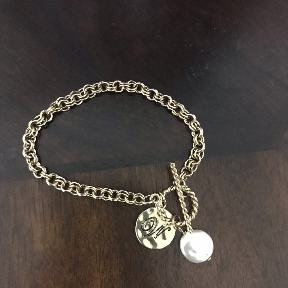 Gold “W” charm bracelet